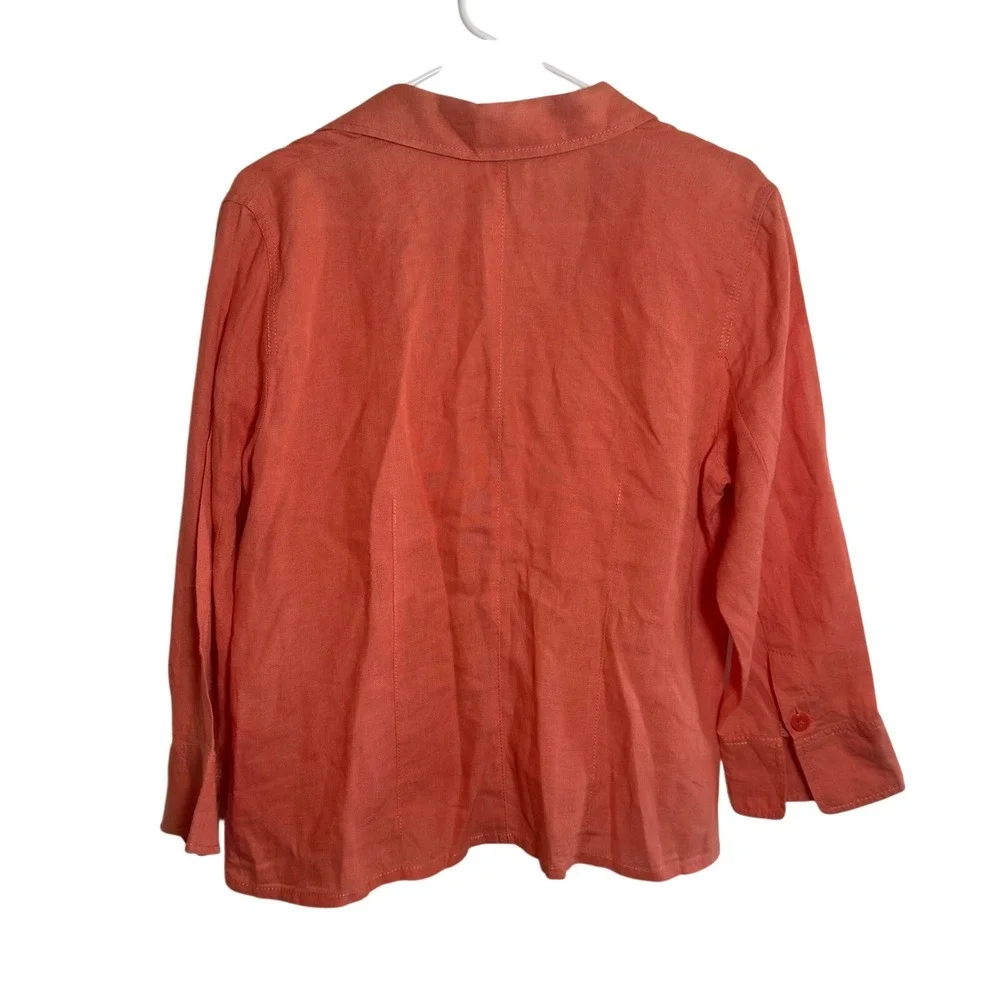 Talbots Women's Size 12 Coral‎ Irish Linen Button Front Jacket Business Casual - Picture 6 of 6